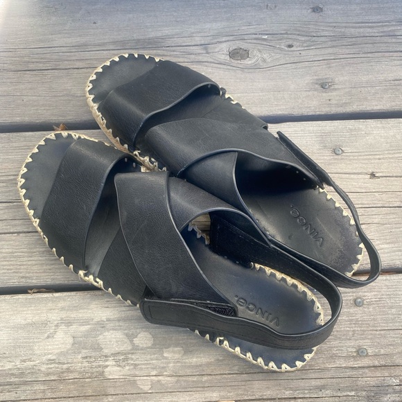 Vince Leather Espadrilles Size 9 Black - EUC- gorgeous and comfy - Picture 10 of 12